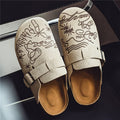 Men's closed-toe mule-style flip-flops, vintage graffiti style