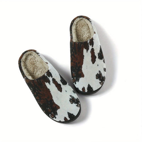 Comfortable Slippers with Cow Print Design