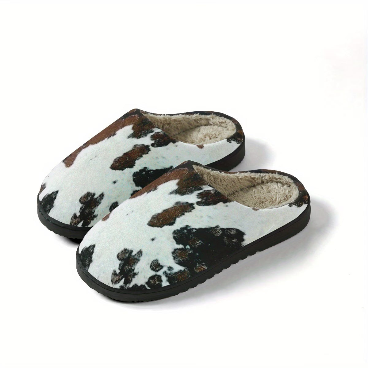 Comfortable Slippers with Cow Print Design