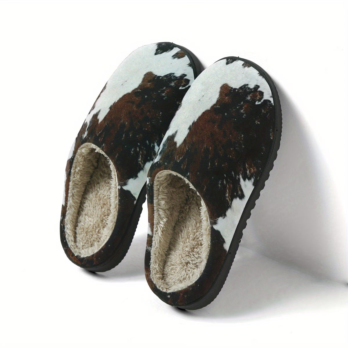 Comfortable Slippers with Cow Print Design