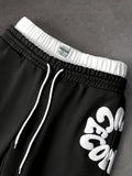 Loose-fitting sweatpants with letter print and drawstring waist